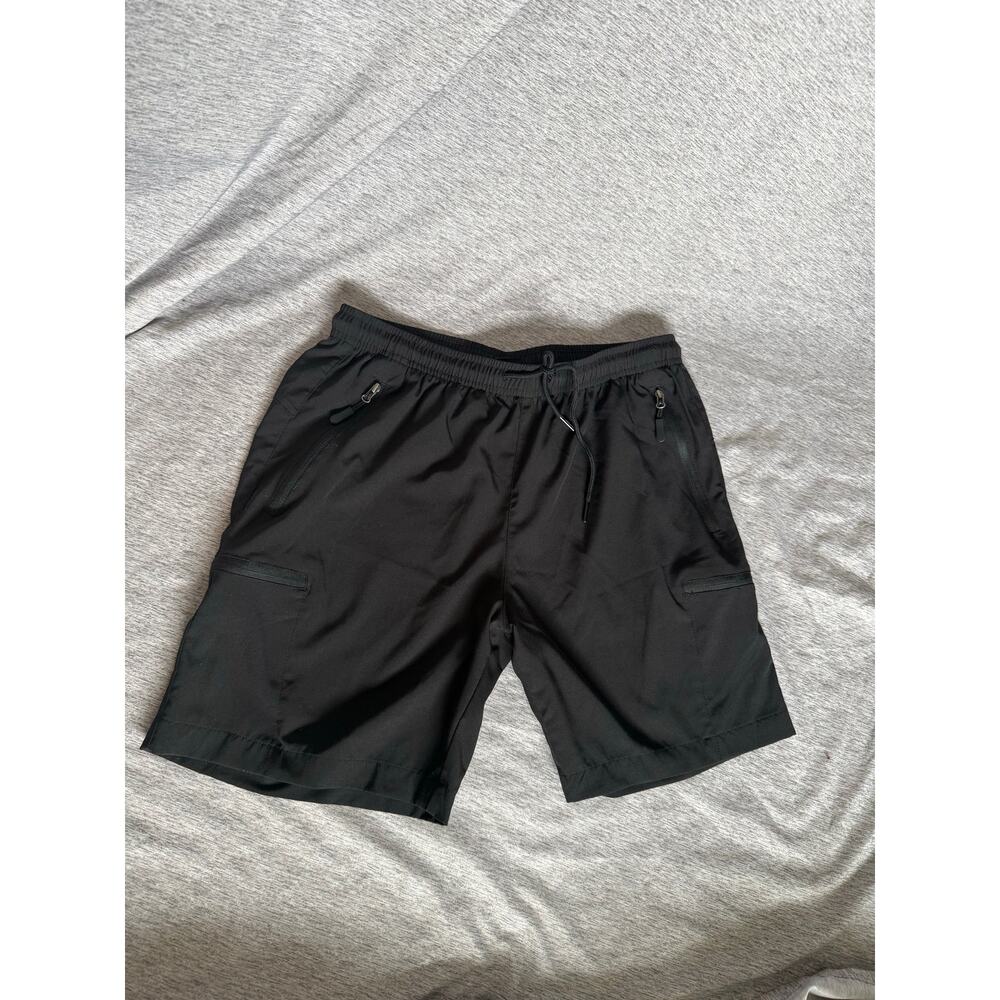 Santiny womens cargo shorts black polyester/spandex light weight active